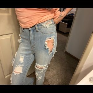 Distressed high waisted pants 2 pairs